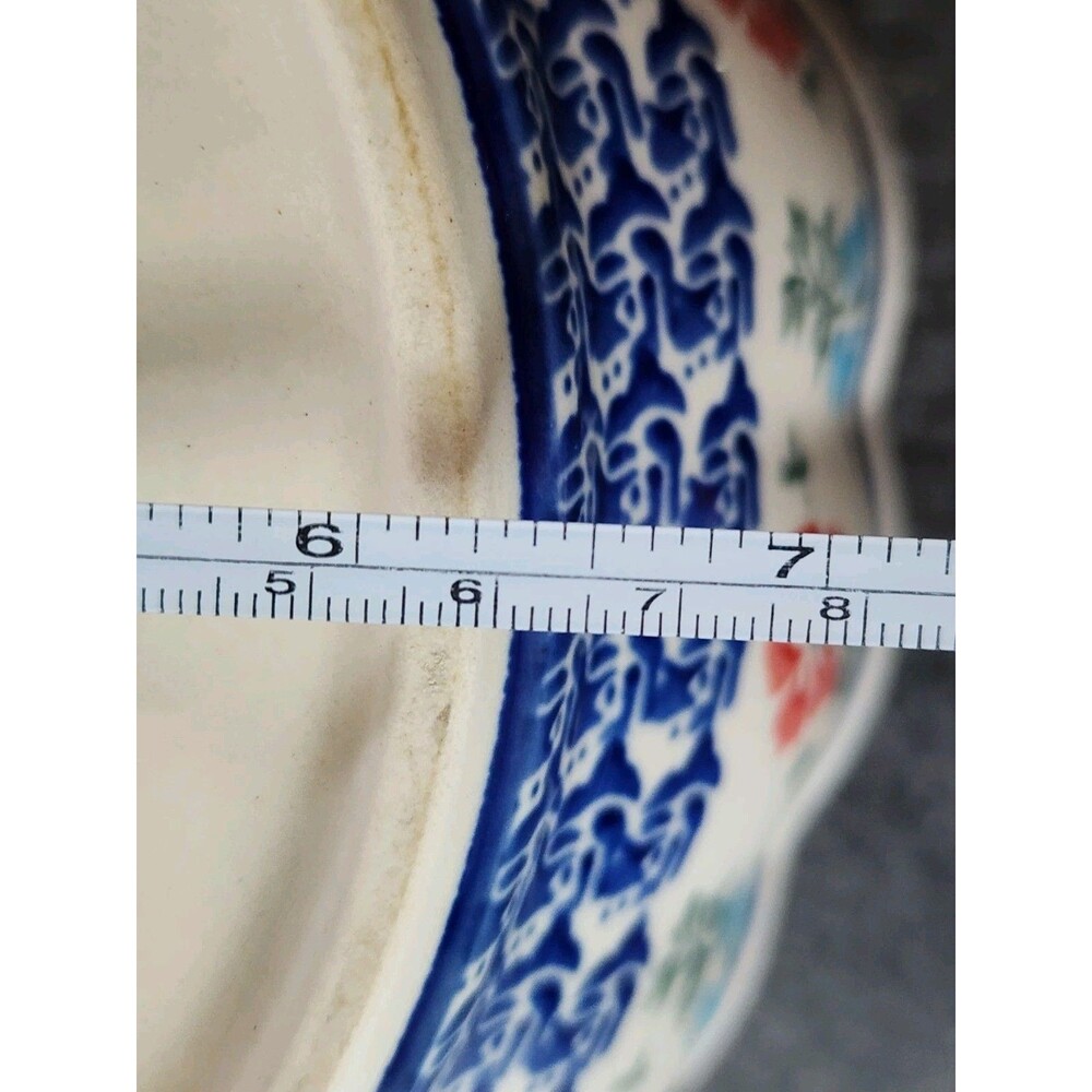 Polish Pottery Boleslawiec Hand Made Rare Scalloped Edge Large Bowl 2/200 New - Picture 5 of 12